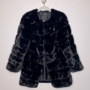 Womens Black Faux Fur Coat